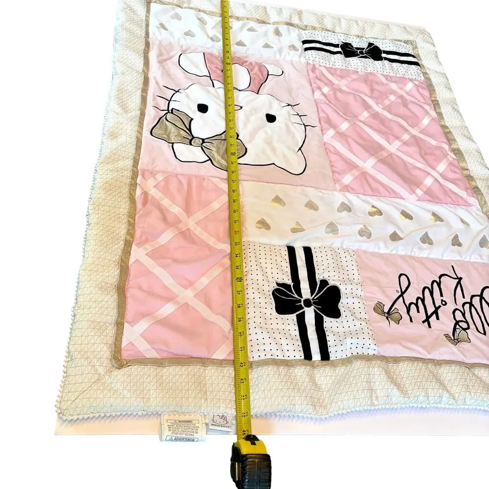 Lambs & Ivy Hello Kitty & Friends Crib Quilt Blanket Pastel Pink Gold 36